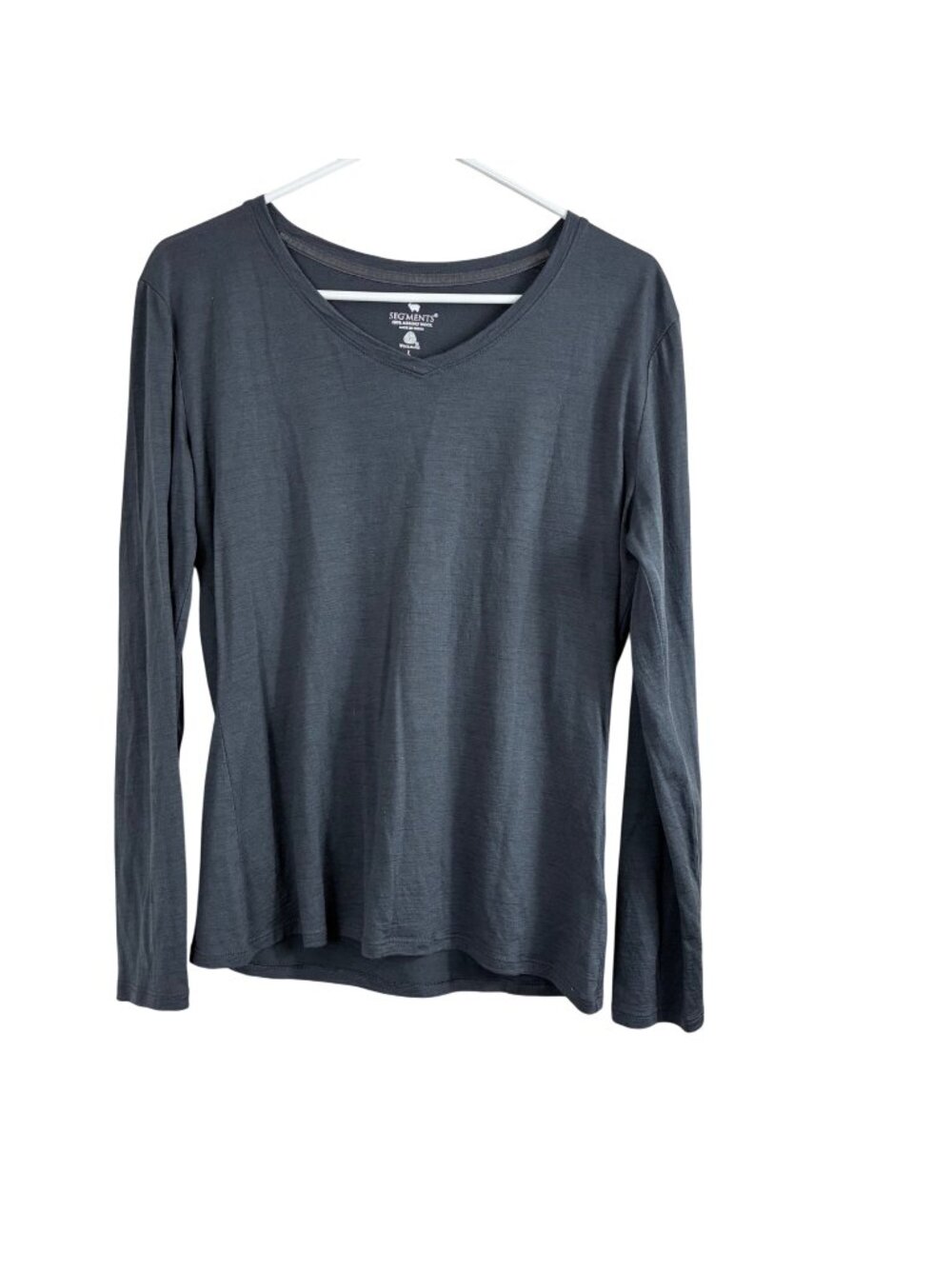 Seg’Ments 100% Merino Wool Baselayer Top Gray Sz Large *Flaw*
